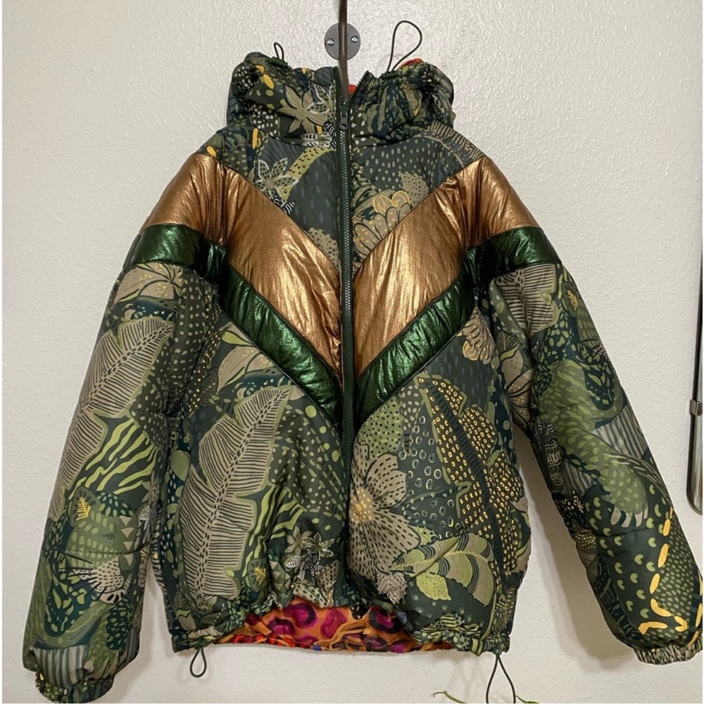FARM RIO Green/Gold Reversible Res Multi Puffer NWT $300